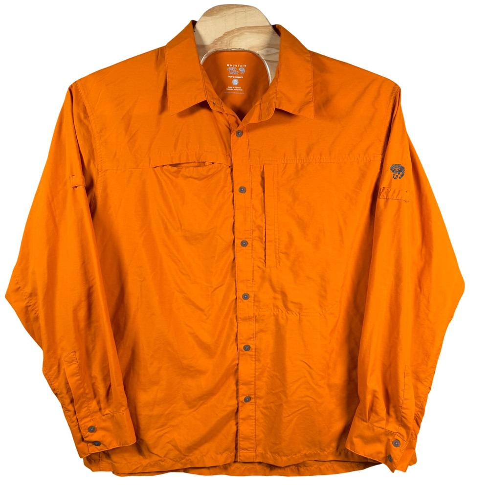 Mountain Hardwear Canyon Long Sleeve Shirt Mens XXL Orange Hiking Tech Utility